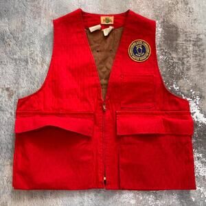 Vintage 50s 60s Red Fishing Vest. Ideal Pennsylvania Game Hunter.